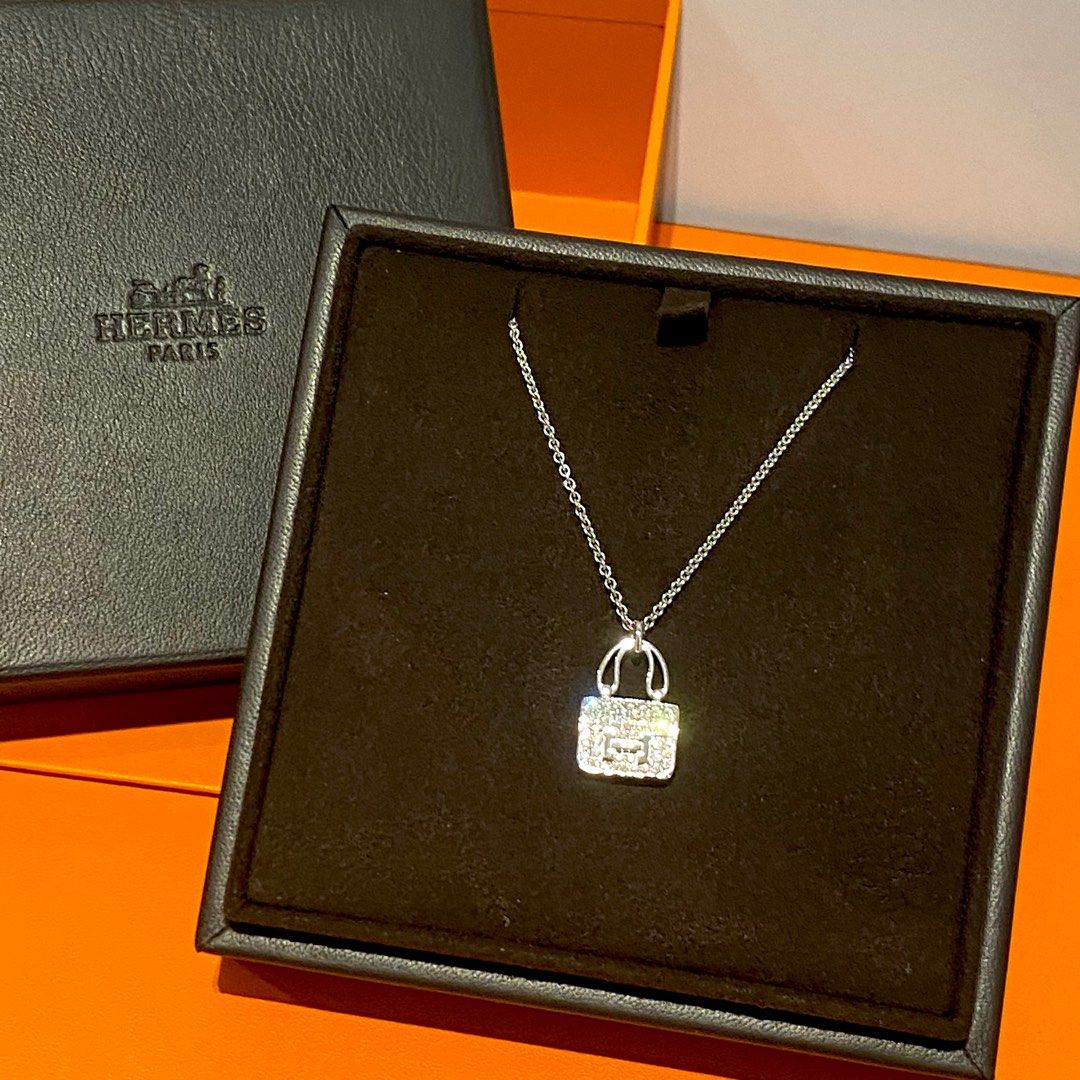 $77100 全新愛馬仕Hermes 康康白金鑽石頸鏈constance diamond necklace