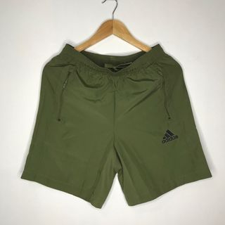 Adidas army green zip-pocket short