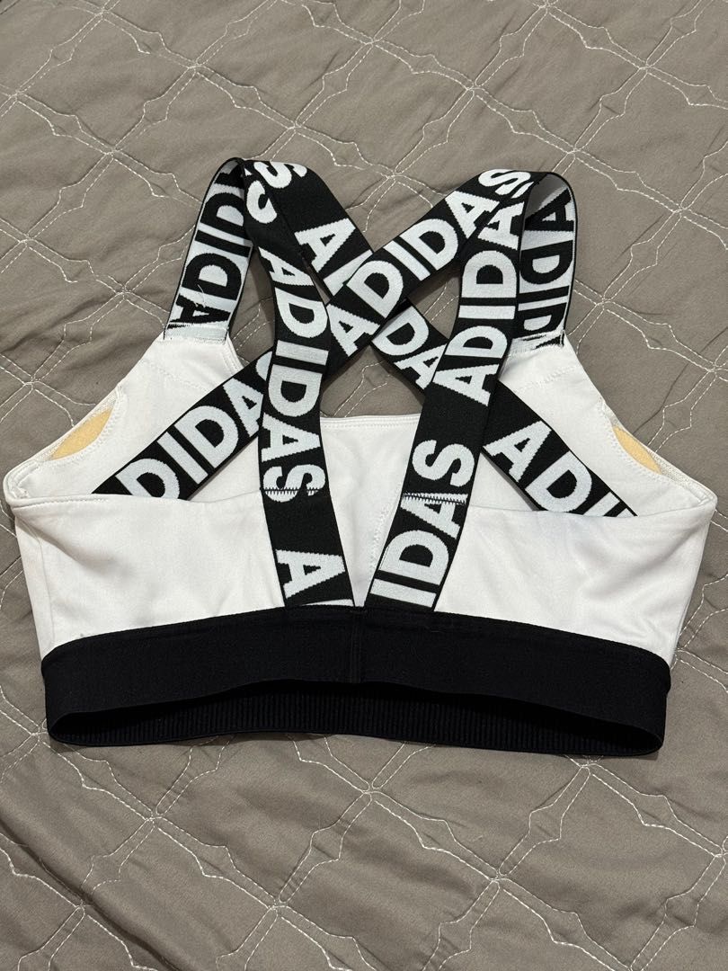 Adidas sports top (Category: Activewear) located in Las Pinas. Submitted by issaprelovedstuff (Listing ID 1303502329, Image 3). Description: Adidas logo sports top Padded With pad slot Size small Bandwidth - 10.5” laid flat.