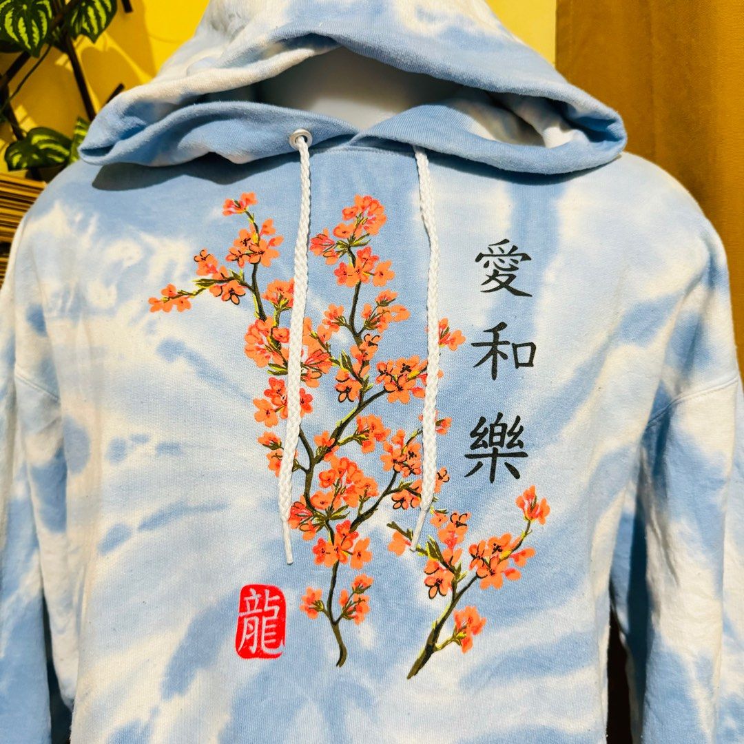 ARTIST UNION CLOTHING CO. PULLOVER SWEATSHIRT HOODIE JACKET VINTAGE TIE DYE SKY BLUE LARGE 24x28