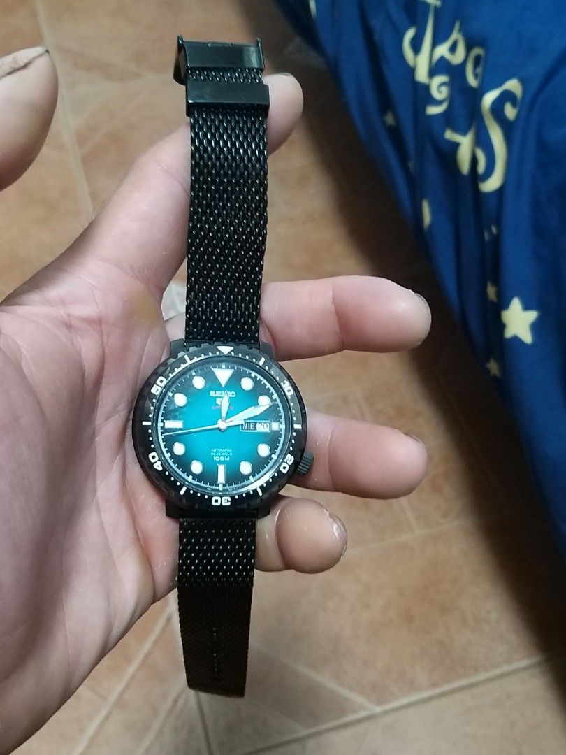 Authentic SEIKO 5 Sports 100m Automatic Bottle Cap Steel Black IP Turquoise Dial Watch SRPC65K1 Automatic watch Men s Fashion Watches Accessories Watches on Carousell