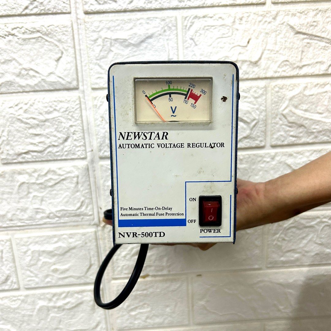 Automatic Voltage Regulator w/ Time Delay Heavy Duty Newstar 500watts (Category: Cables & Adaptors) located in Davao. Submitted by yalbpvynelle9743 (Listing ID 1303493479, Image 1). Description: Automatic Voltage Regulator w/ Time Delay Heavy Duty Newstar FEATURE PROTECTION : - Short Circuit: Fuse 5A - Overload: Cut off > 120% - Low Voltage Cut Off: 184V±4V - Over Voltage Cut Off: 246V±4V - Over Heat Cut Off: >120°C SPECIFICATION : - Output Volta