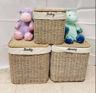 BabySM Shop Rattan Laundry Basket Hamper with Lining