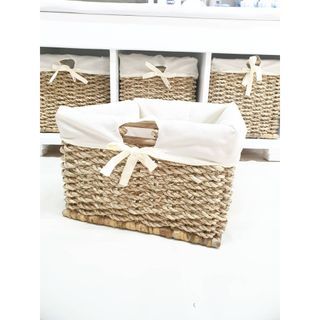 BabySM Shop Rectangular Buri Rattan Basket Tray with Cloth