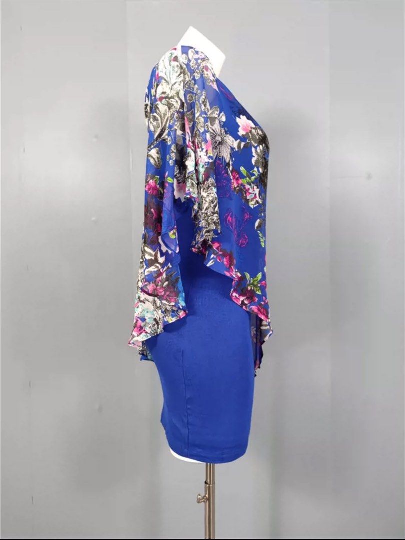 Bebe floral satin silky throw thin shawl cardigan plants print shiny party chic sexy dinner event