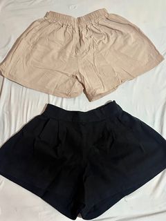 Beige and Black Flowy Shorts