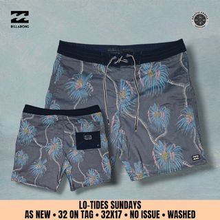 BILLABONG BOARDSHORT
3 POCKETS | LO-TIDES SUNDAYS  
GOOD AS NEW 
32 ON TAG 
32X17 ABOVE THE KNEE
NO ISSUE 
WASHED: RTW
950+SF