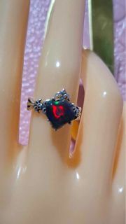 Black Opal Stone Ring S925