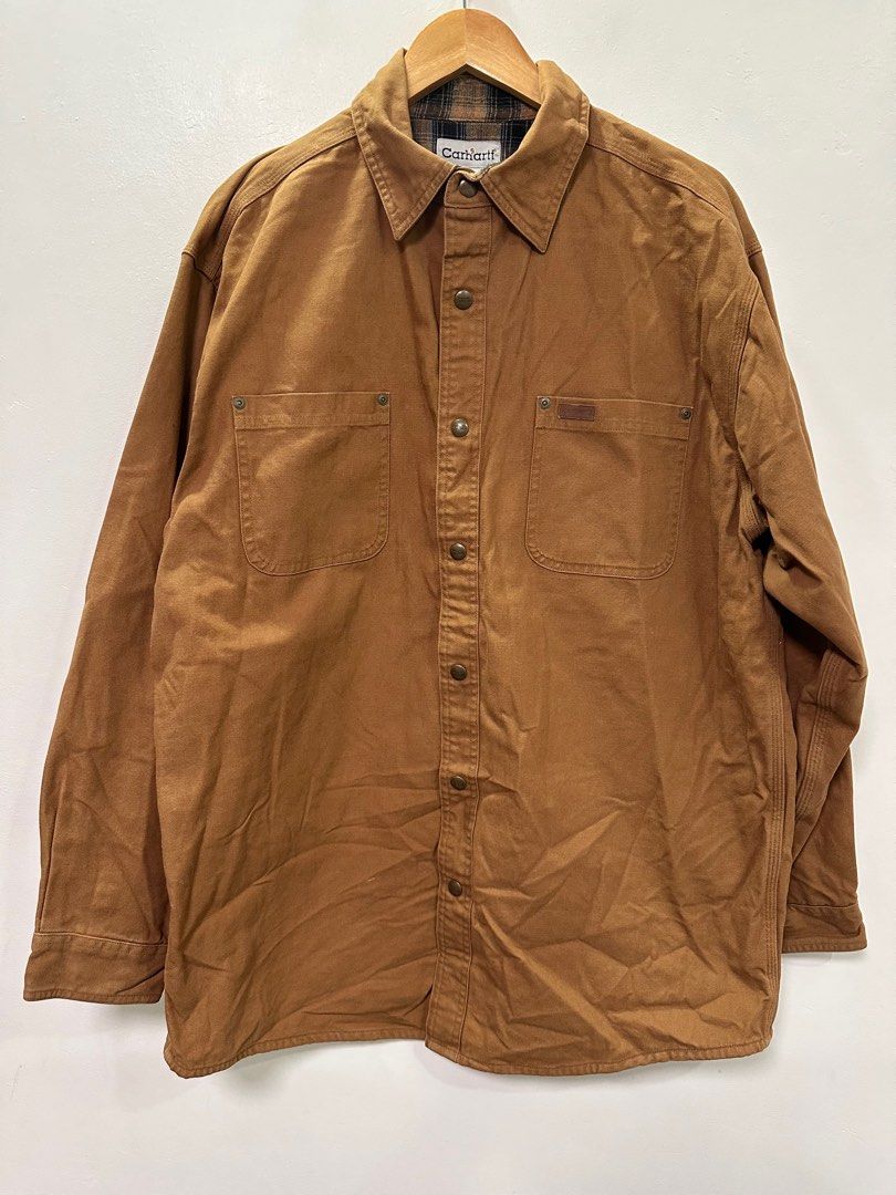 CARHARTT S296 Canvas Flannel Lined Shirt Jacket Men s Fashion Coats Jackets and Outerwear on Carousell