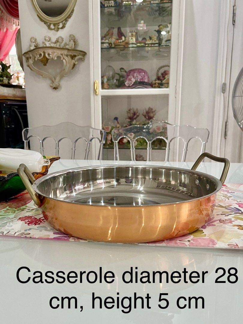Copper casserole (Category: Cookware & Accessories) located in Mandaluyong City. Submitted by daisys.collection (Listing ID 1303442031, Image 1). Description: 28 cm diameter; 5 cm high.