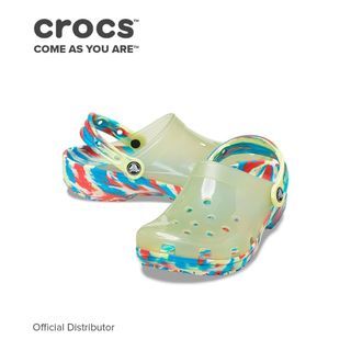 Crocs Unisex Classic Translucent Marbled Clog in Sulphur Multi
