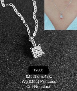 diamond necklace .15ct dia 18k wg princess cut necklace