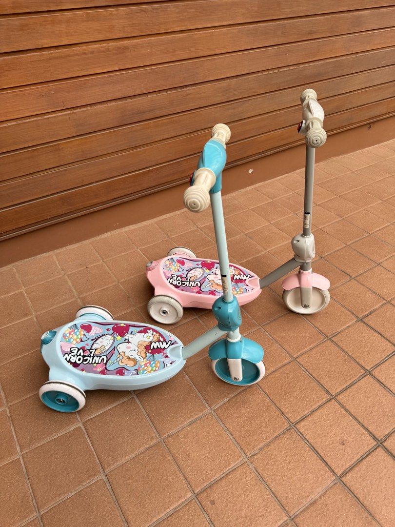 Electric Scooter in Pink and Blue (Category: Strollers) located in Quezon City. Submitted by iamml87 (Listing ID 1303533455, Image 2). Description: RFS: Decluttering MOP: Gcash or bank deposit Shipping c/o buyer .