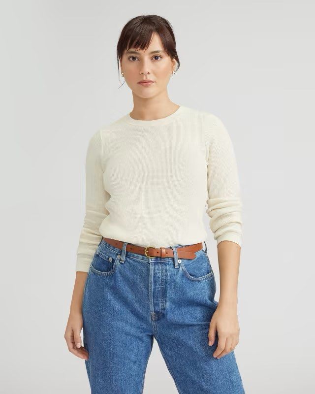 Everlane Organic Cotton Waffle Longsleeve Tee Women s Fashion Tops Longsleeves on Carousell