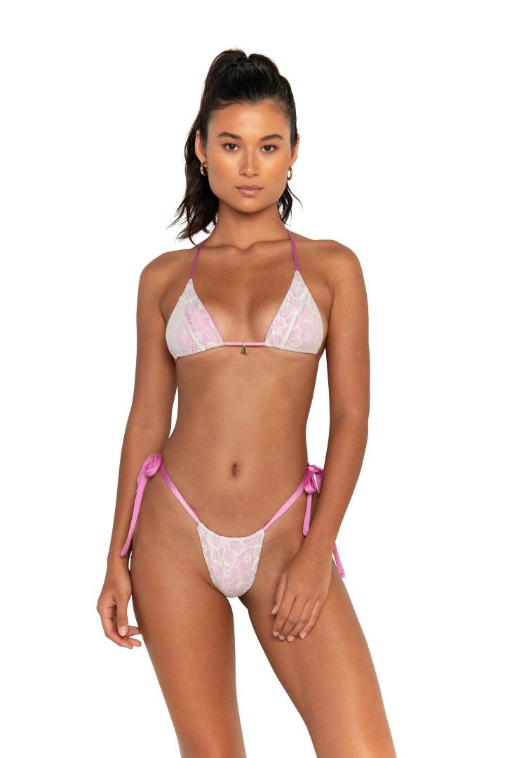 Fae Honey Birdie Pink Lace Bikini Set Women s Fashion Swimwear Bikinis Swimsuits on Carousell