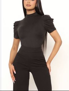Fashion Nova Puff sleeves Black Shirt/Blouse Medium