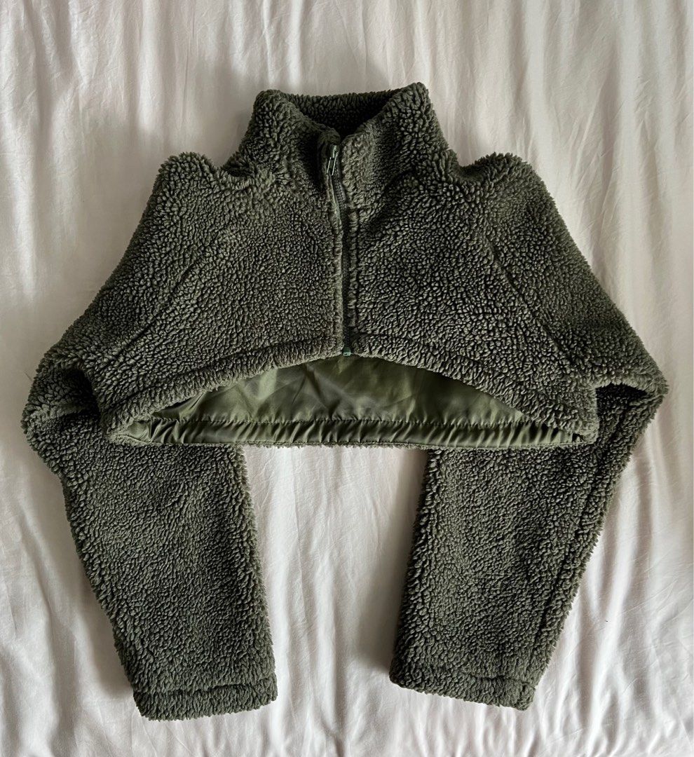 Furry half zip jacket shop