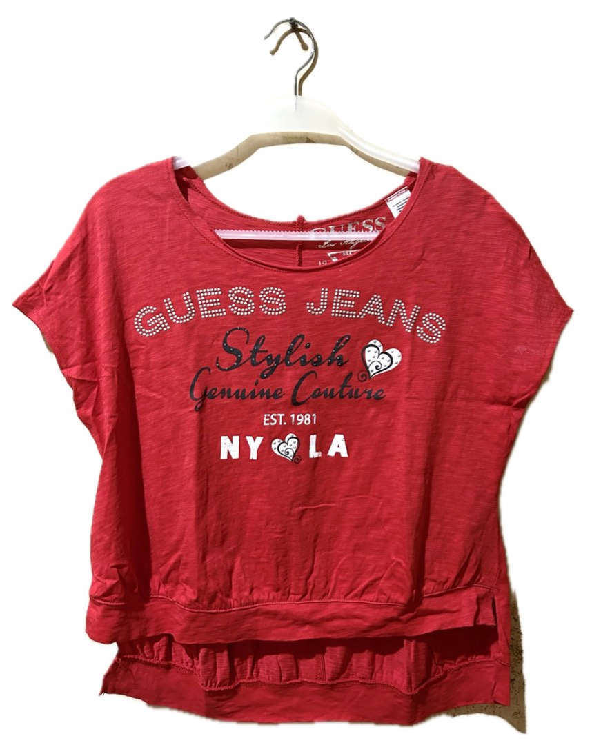GUESS Red Crop Top Women s Fashion Tops Blouses on Carousell