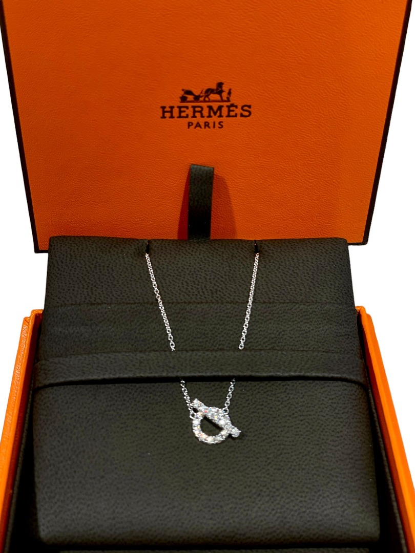 全新Hermes小Q項鍊（17D0.46ct) 18K/750白金鑽石Finesse Pendant 
