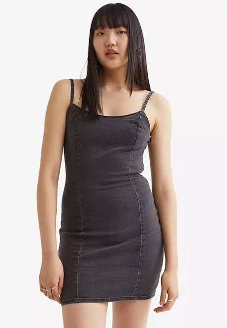 H&m denim dress black top