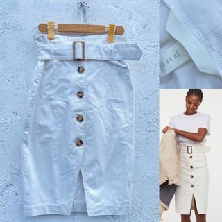 H&M White belted Skirt