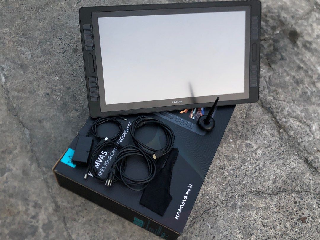 HUION KAMVAS PRO 22 DRAWING TABLET (Category: Laptops & Notebooks) located in Paranaque City. Submitted by kanghaee (Listing ID 1303483713, Image 1). Description: Details: Condition: Lightly Used Brand: HUION Model: GT2201 Resolution: 1920x1080 Color:Black Dimension: 589 x 344 x 21mm Working Area: 476.64 x 268.11mm AG Glass:Anti-glare etched glass Full Lamination: YES Digital Pen:PW500 Pen Technology: Battery-Free Electromagnetic Resonance Pen Re