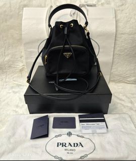 ☆IN TRANSIT NEW STOCK!☆ Authentic Prada Small Bucket Tessuto Canvas Sling Bag GHW