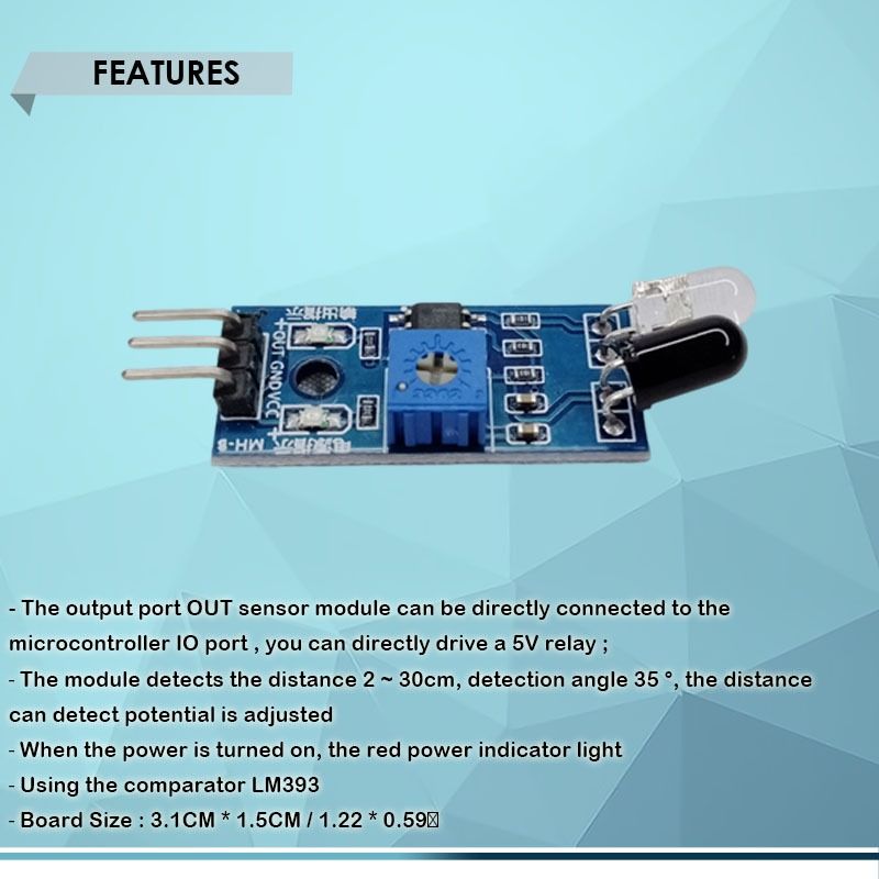 IR INFRARED OBSTACLE AVOIDANCE SENSOR MODULE, 3-WIRE REFLECTIVE ...