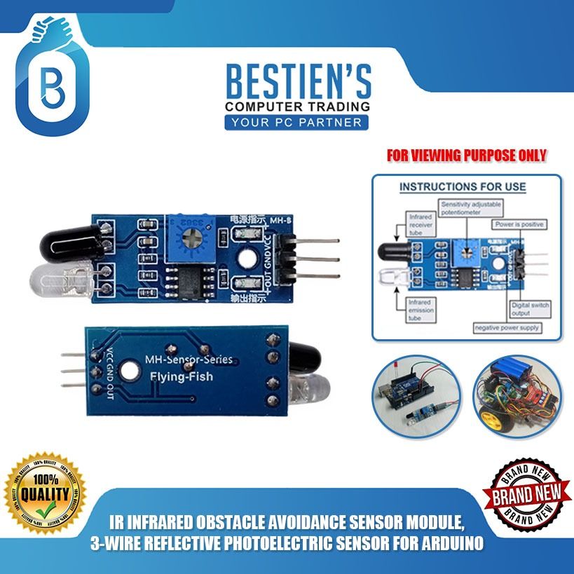 IR INFRARED OBSTACLE AVOIDANCE SENSOR MODULE, 3-WIRE REFLECTIVE PHOTOELECTRIC SENSOR FOR ARDUINO (Category: Electrical, Adaptors & Sockets) located in Quezon City. Submitted by besteinpc (Listing ID 1303188891, Image 1). Description: IR INFRARED OBSTACLE AVOIDANCE SENSOR MODULE, 3-WIRE REFLECTIVE PHOTOELECTRIC SENSOR FOR ARDUINO FEATURES: 👉The output port OUT sensor module can be directly connected to the microcontroller IO port , you can direct