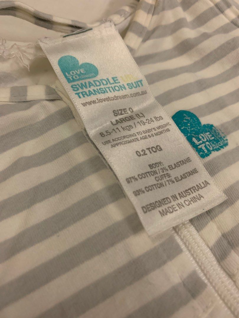 Love to dream swaddle transition suit (Category: Babies & Kids Fashion) located in Taguig. Submitted by sclosetcleanup (Listing ID 1303423049, Image 2). Description: Size 0 large 0.2 tog.