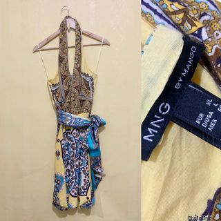 Mango halter dress with satin belt