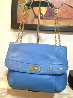 Mcm blue leather sling bag