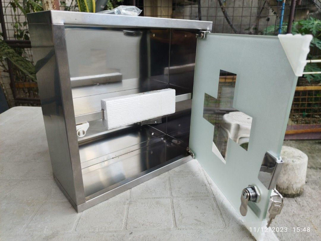MEDICINE BOX, BRUSHED STAINLESS STEEL (Category: Medical Supplies & Tools) located in Valenzuela. Submitted by austin850 (Listing ID 1303522207, Image 2). Description: Features EKO Medicine Box comes with classy design. Specifications Size: 30 x 12 x 30 (L x W x H) Weight: 1.9 kg. Dimensions width=30.7 height=13.2 length=31 Weight 2 kgs.