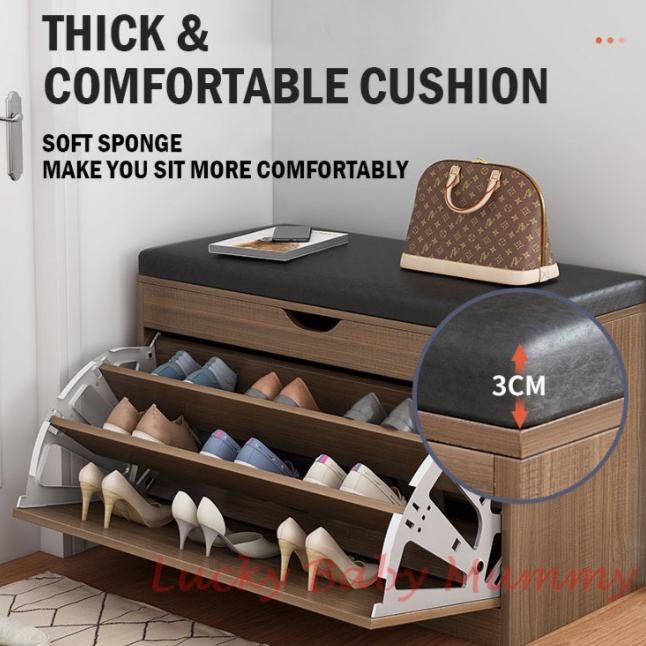 Multilayer Shoe Storage Rack Comfortable Window Bay Bench Multipurpose Storage Display Cabinet Cushioned Seat Wooden Footwear Bench Sturdy