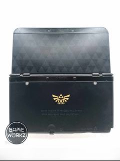 'New' Nintendo 3DS Black console  with original New 3DS #024 Zelda Tri-force cover