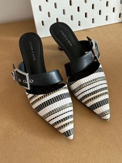 Pointed Kitten Heels with  Silver Buckle