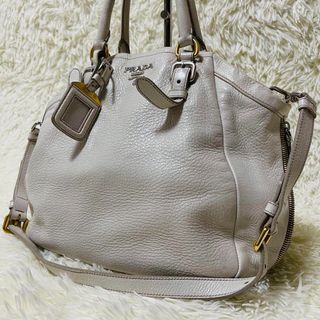 Prada tote bag 2way grained leather shoulder white
