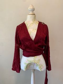 Red bell sleeve top