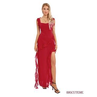Red ruffle dress