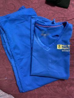 Royal Blue Scrub suit    with nprint   fabric is  dri fit  size ia small to medium