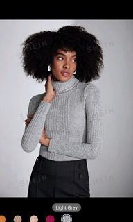 SHEIN GRAY TURTLE NECK BODYFIT FULL LENGTH WINTER BAGUIO AESTHETIC BASIC KNITTED TOP