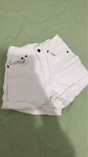 Stradivarius high waist white shorts
