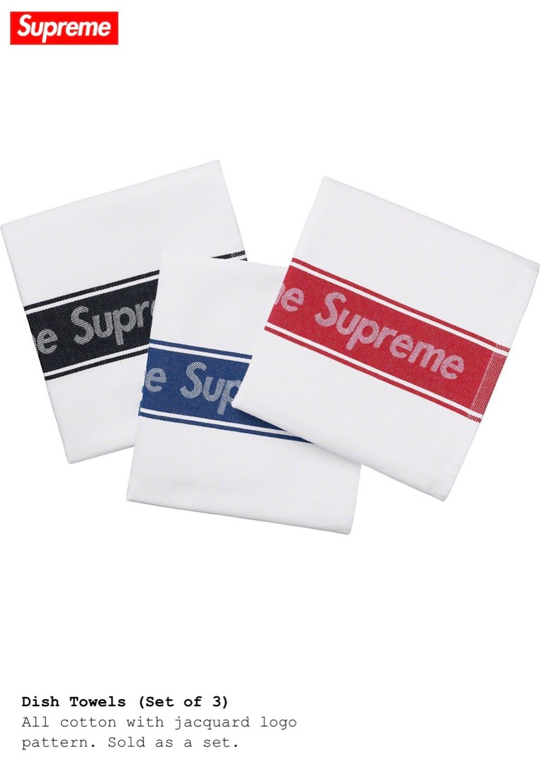 Supreme Dish Towels (Set of 3) All cotton with jacquard logo