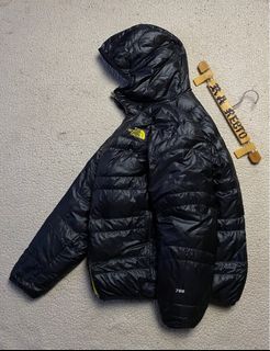 THE NORTH FACE 700 SERIES REVERSIBLE BLACK AND BLUE  HOODED PUFFER OUTDOOR JACKET Size S BEST FIT TO MEDIUM (21.5x26.5)