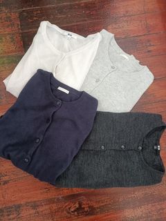 Uniqlo and GU Knitted Cardigans Bundle (Gray,Cream,Ash Gray,N.Blue)