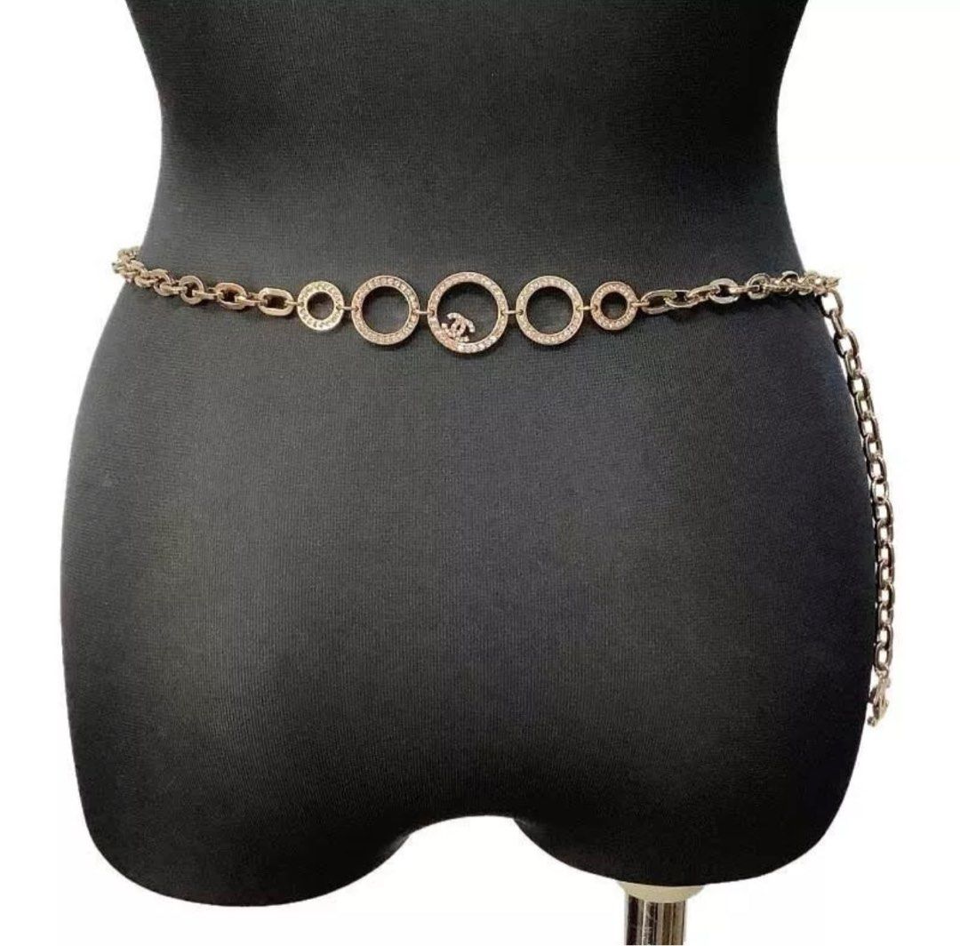 Vintage Chanel Chain Belt Authentic Coco Logo Rhinestone