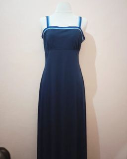 Vintage ILGWU Midnight Blue Maxi Dress
