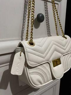 White Sling Bag w/ Gold Chain