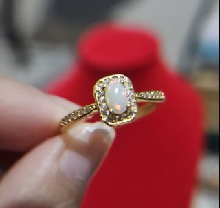 S925 White Opal Stone Dainty Ring