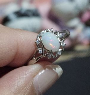 White Opal Stone Dainty Ring 5
